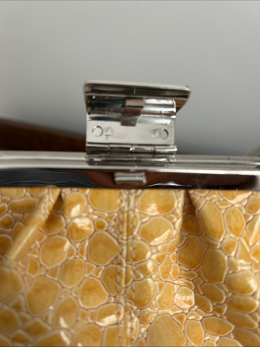Beijo Yellow Croc-Embossed Top-Handle Bag - Picture 5 of 14